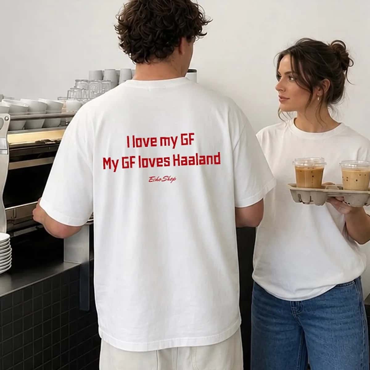تیشرت My GF Loves Haaland — «I love my GF / My GF loves Haaland» — تیشرت اختصاصی اکو شاپ